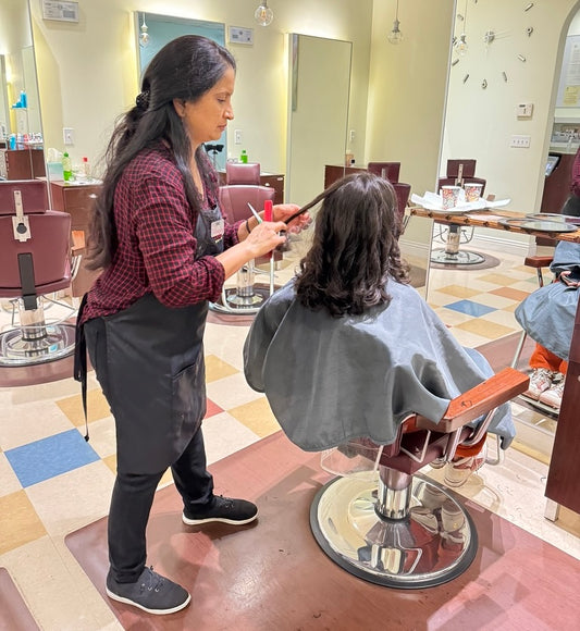 Sri doing Womens Haircut at Beauology Hair Salon in Fremont CA
